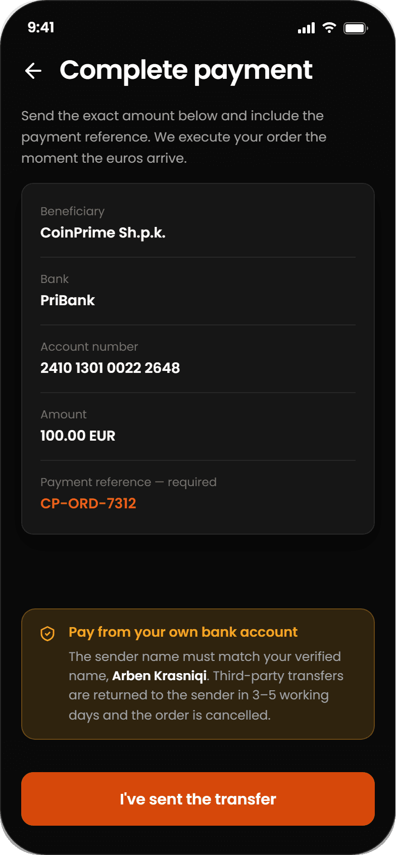 Send payment